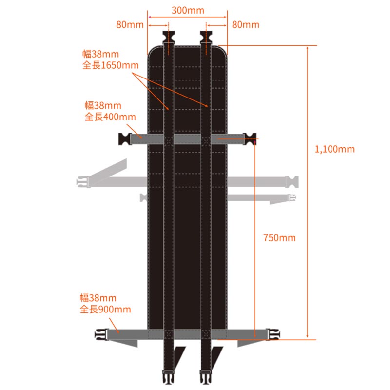 DCB463-BK 極小径車輪行リュック サイズ画像