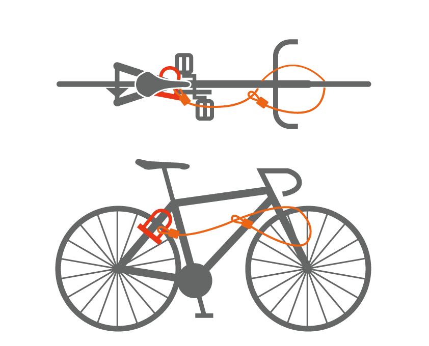 ダブルループエクステンションワイヤー 500自転車の施錠例画像