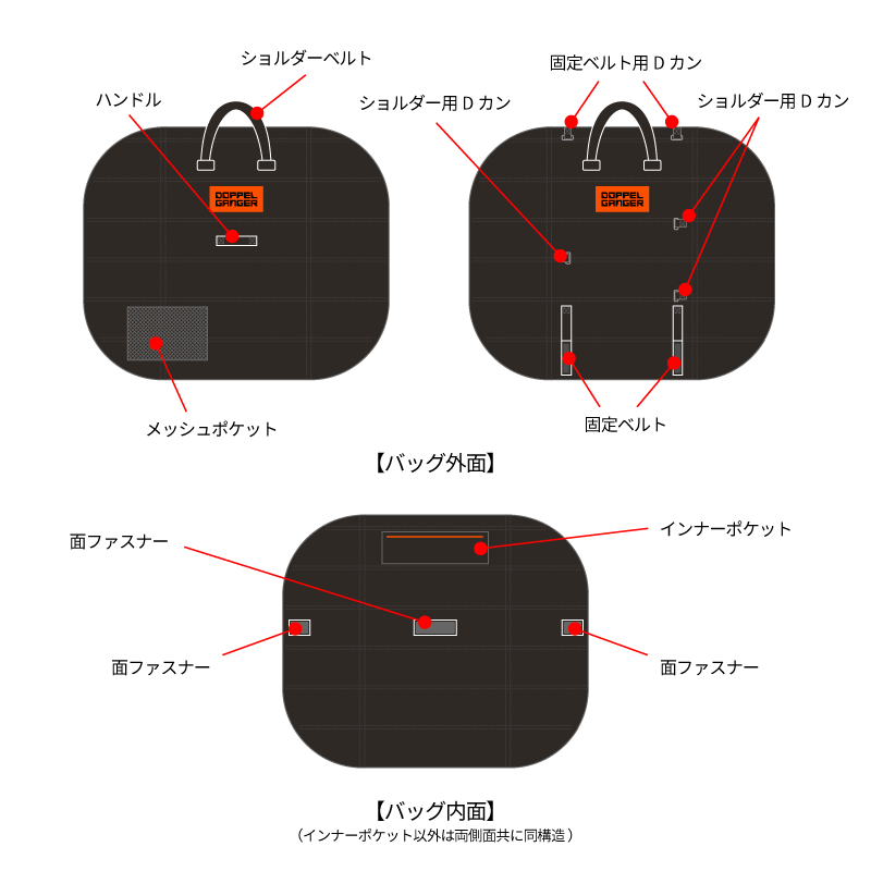 DCB401-DP 耐衝撃輪行キャリングバッグミニ（小径車用） サイズ画像