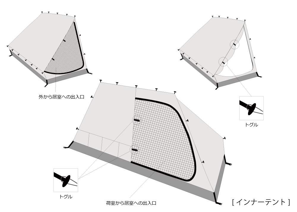 DBT530-DP バックフリップバイシクルテント2 サイズ画像