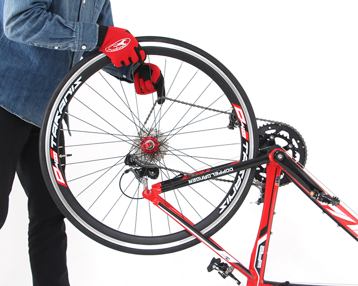 コンパクトメッシュ輪行バッグ自転車収納方法画像