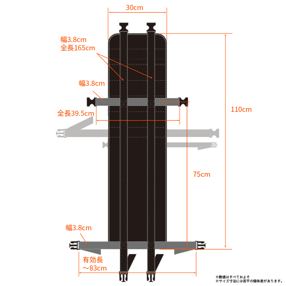 DCB463-BK 極小径車輪行リュック サイズ画像