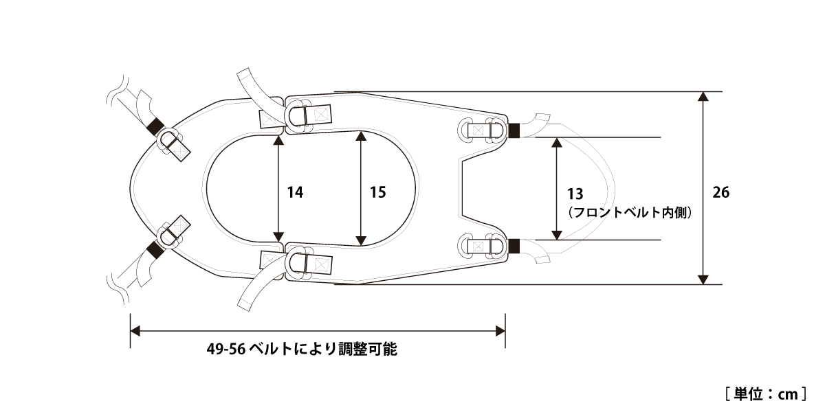 ターポリンタイダウンタンクバッグベースサイズ画像