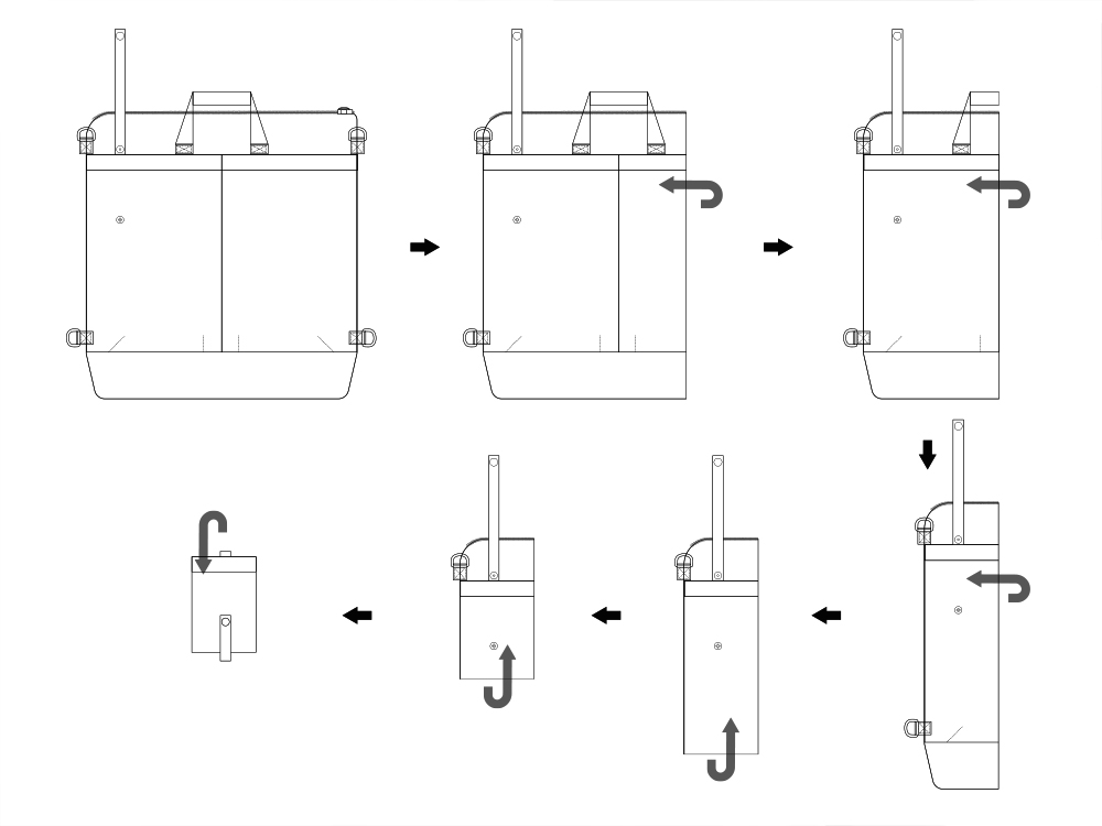 ライダースヘルメットトートバッグ折りたたみ手順画像